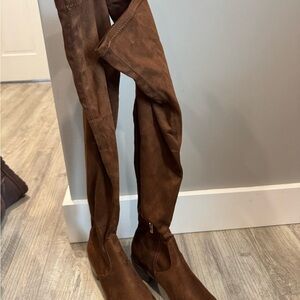 New York & Company Chestnut Brown Over-the-Knee Suede Boots